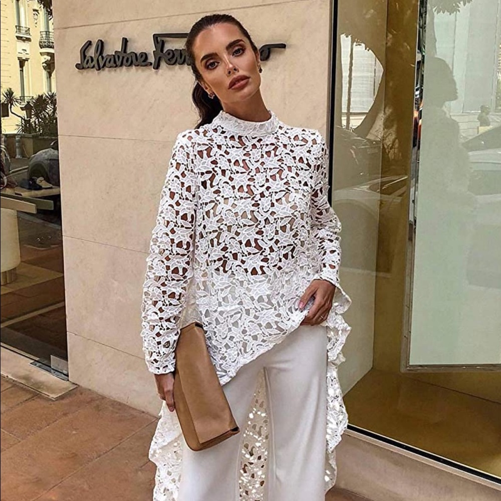 Gorgeous white CROCHET long tunic NWOT